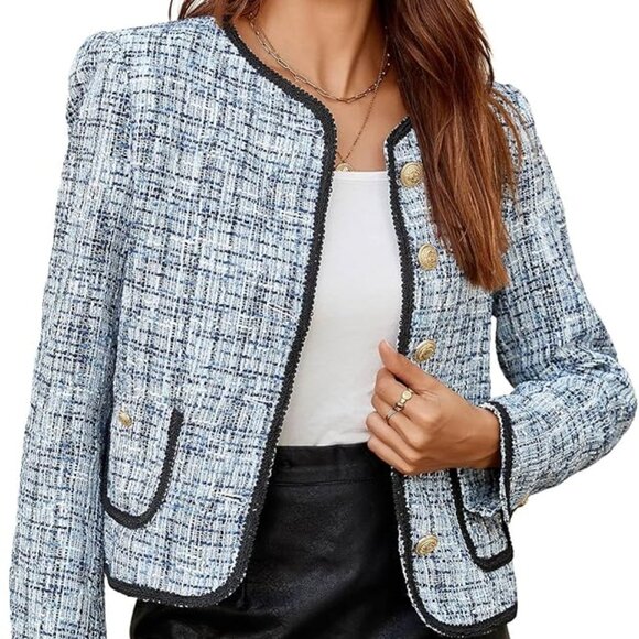 🥼🥼Cicy Bell Womens Cropped Tweed Blazer Small NWOT - Picture 2 of 12
